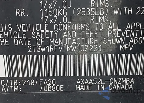 2021 Toyota Rav4 Xle/Xle Premium from USA, damaged, VIN 2T3W1RFV1MW107221